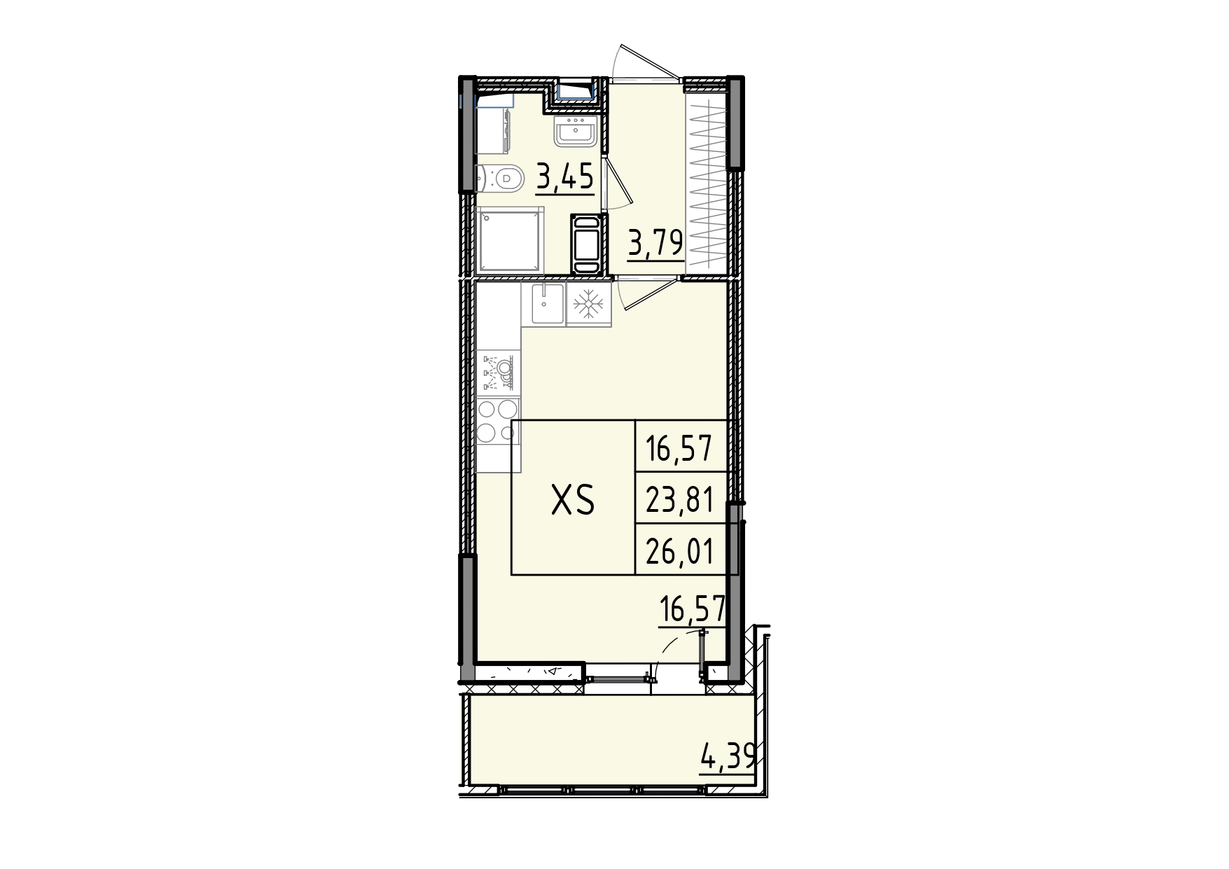 студия, 26 м², 5 этаж 