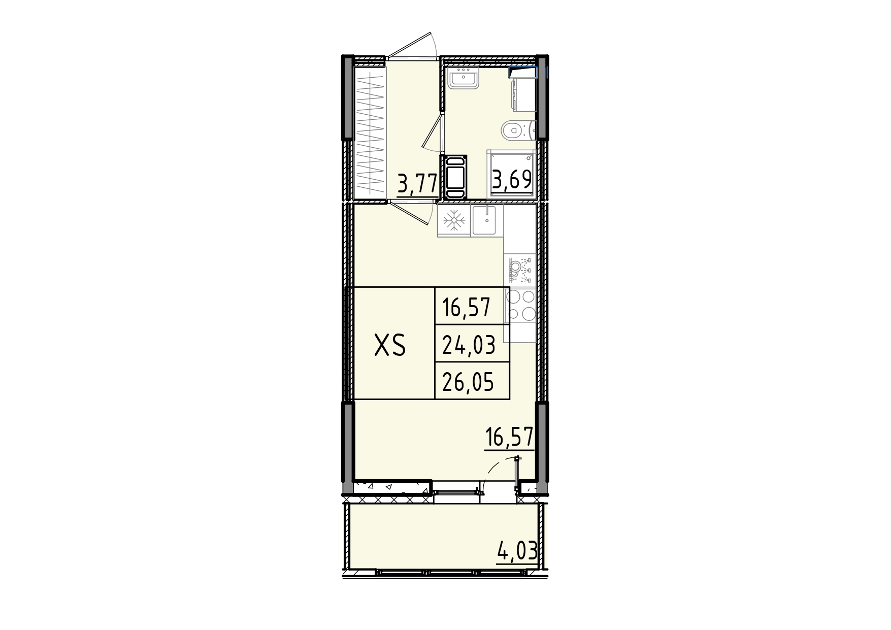 студия, 26.1 м², 6 этаж 