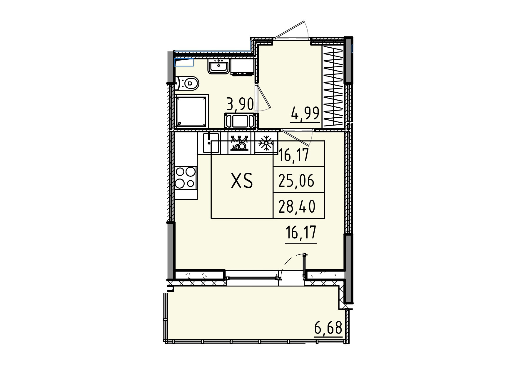 студия, 28.4 м², 2 этаж 