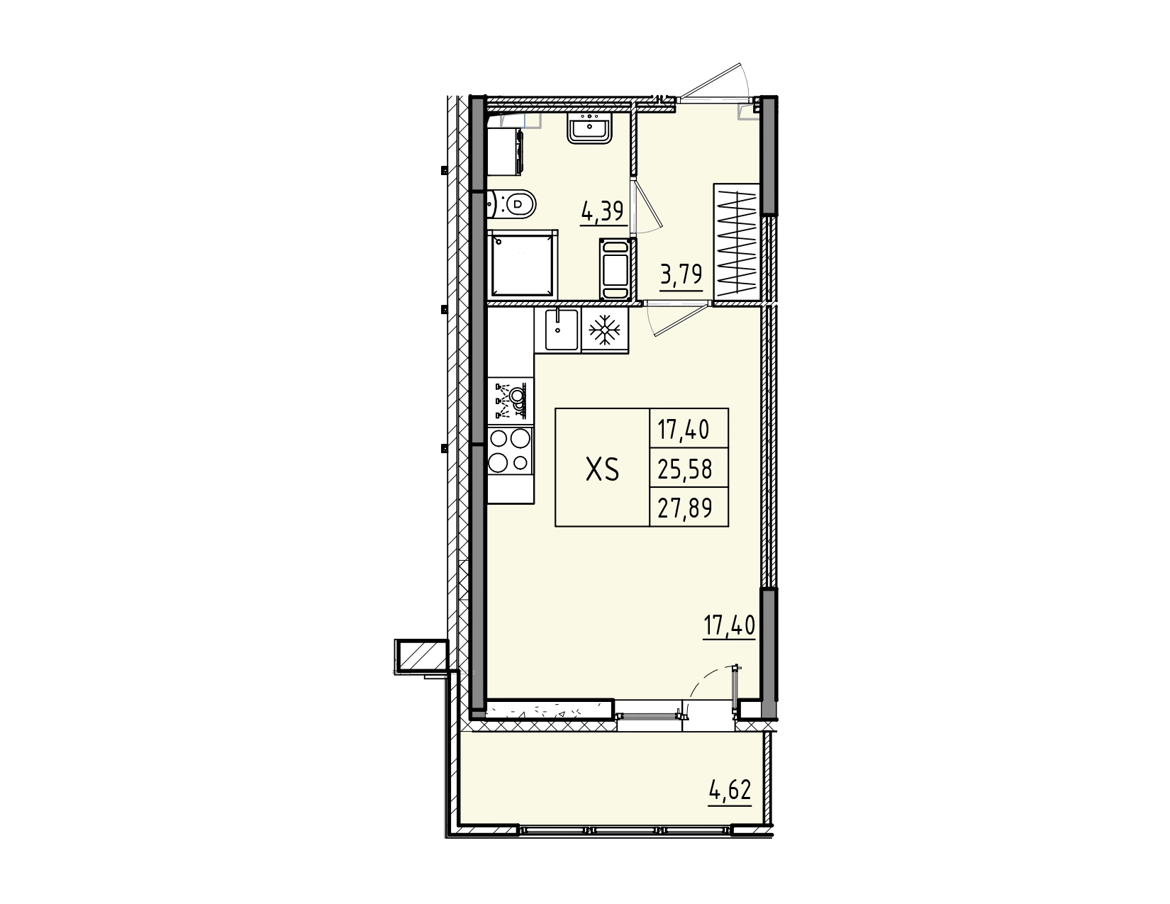 студия, 27.9 м², 2 этаж 