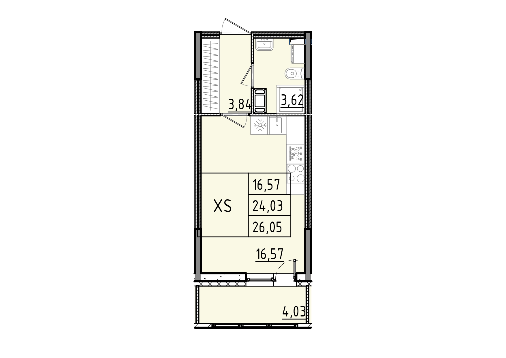 студия, 26.1 м², 6 этаж 