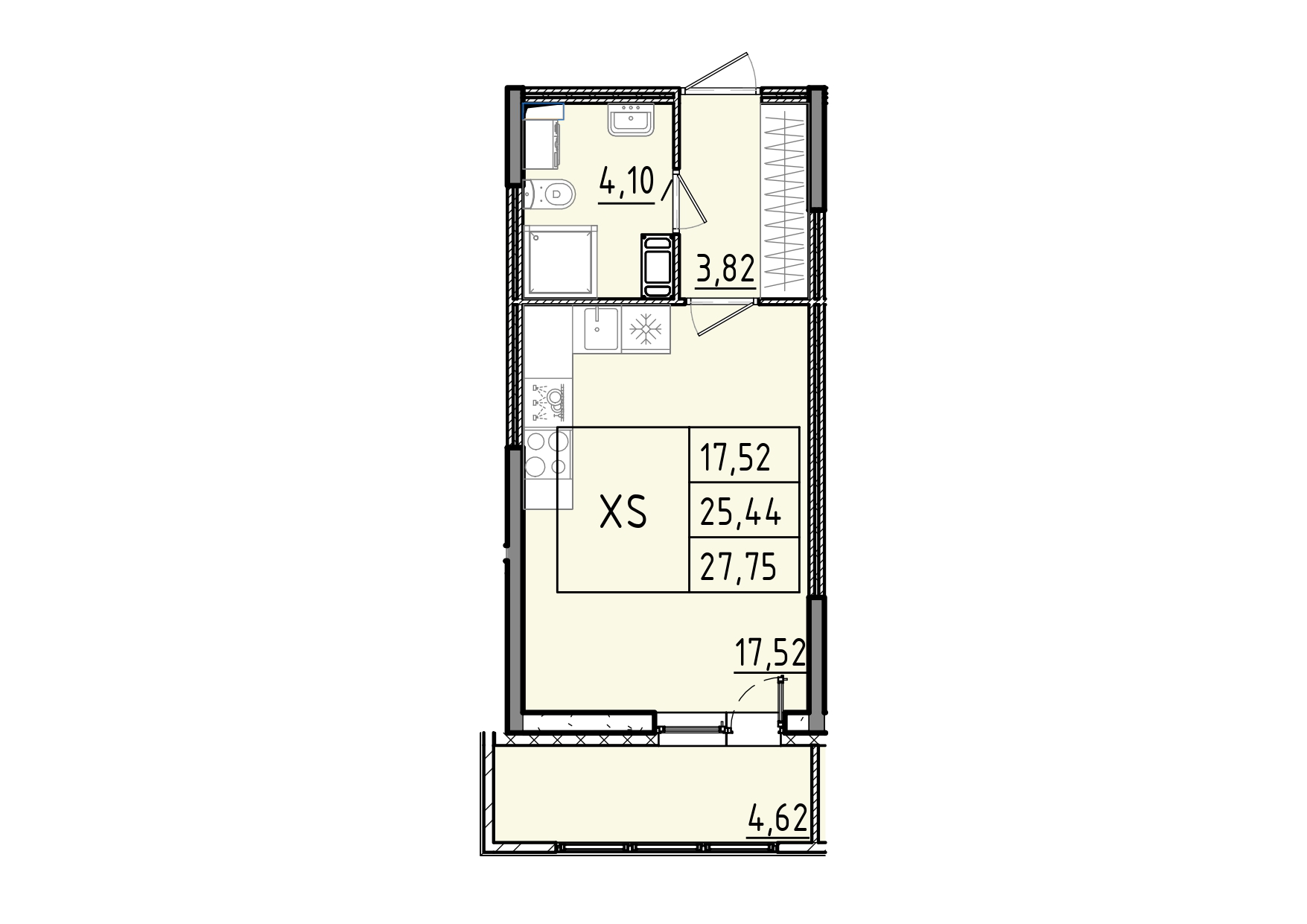 студия, 27.8 м², 5 этаж 