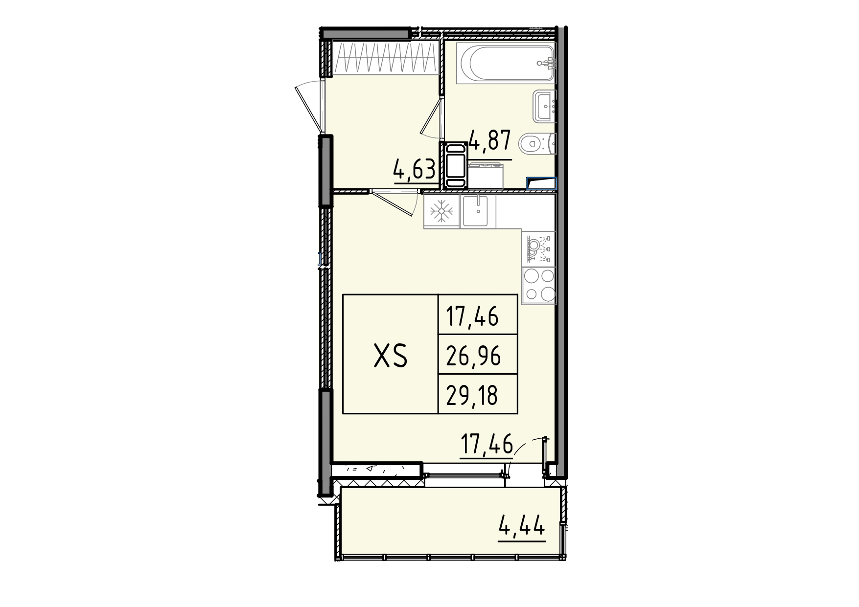 студия, 29.2 м², 2 этаж 