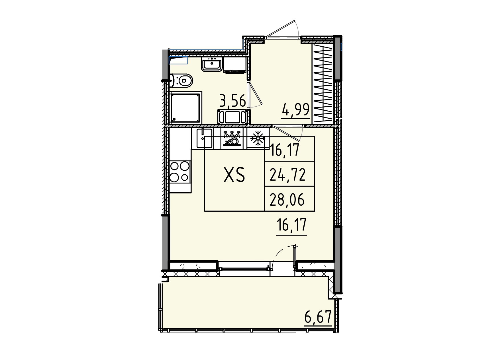 студия, 28.1 м², 9 этаж 