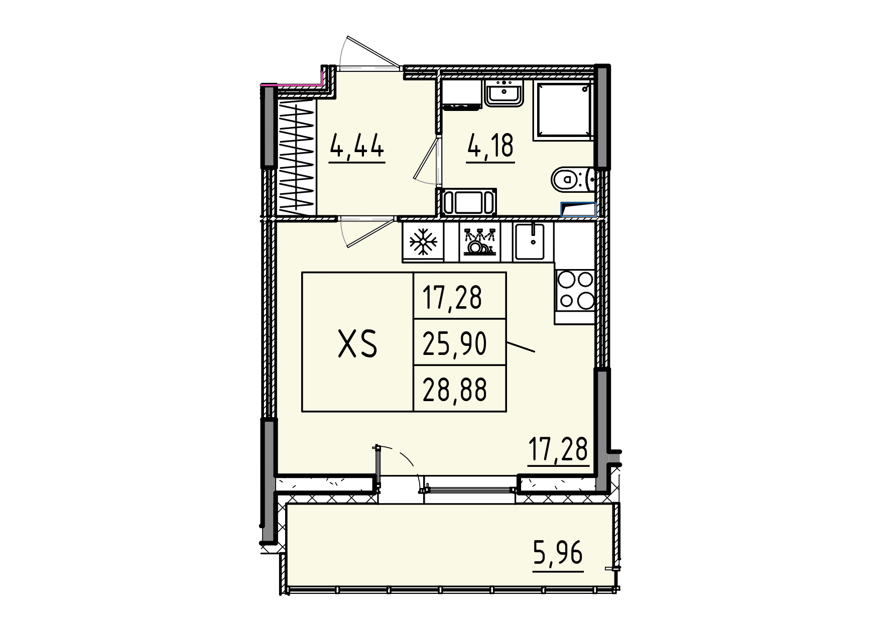 студия, 28.9 м², 8 этаж 