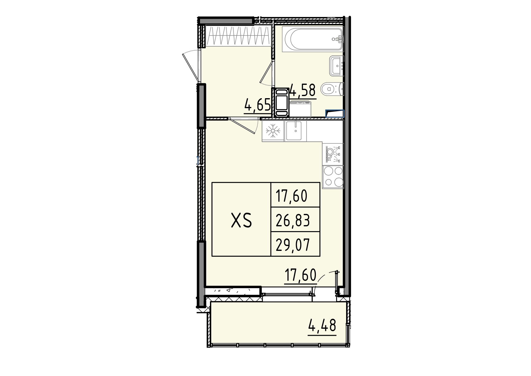 студия, 29.1 м², 8 этаж 