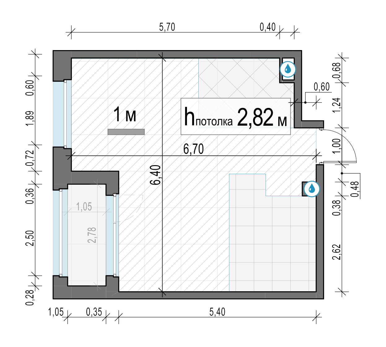1 комн. квартира, 37.7 м², 2 этаж 
