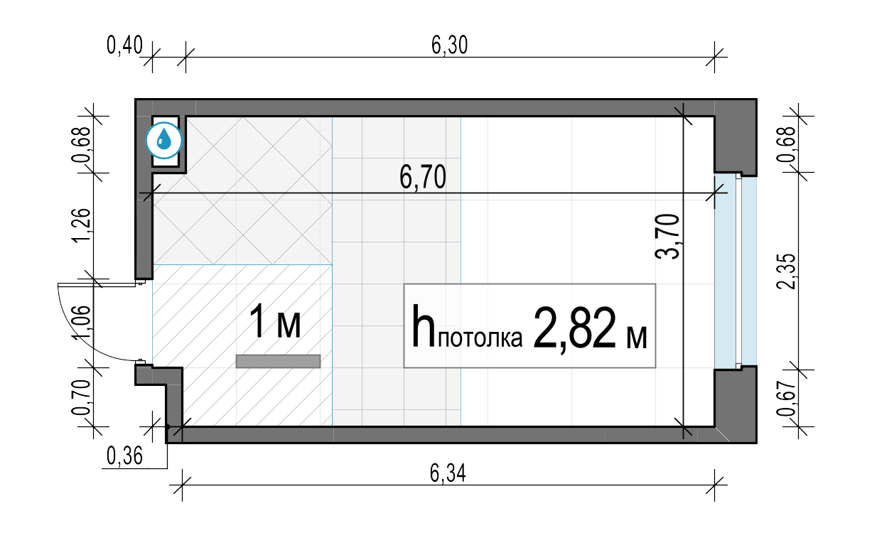 студия, 23.8 м², 10 этаж 