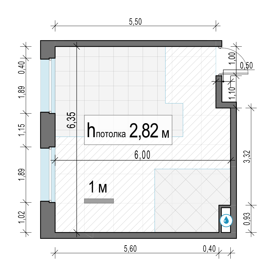 1 комн. квартира, 34.1 м², 2 этаж 