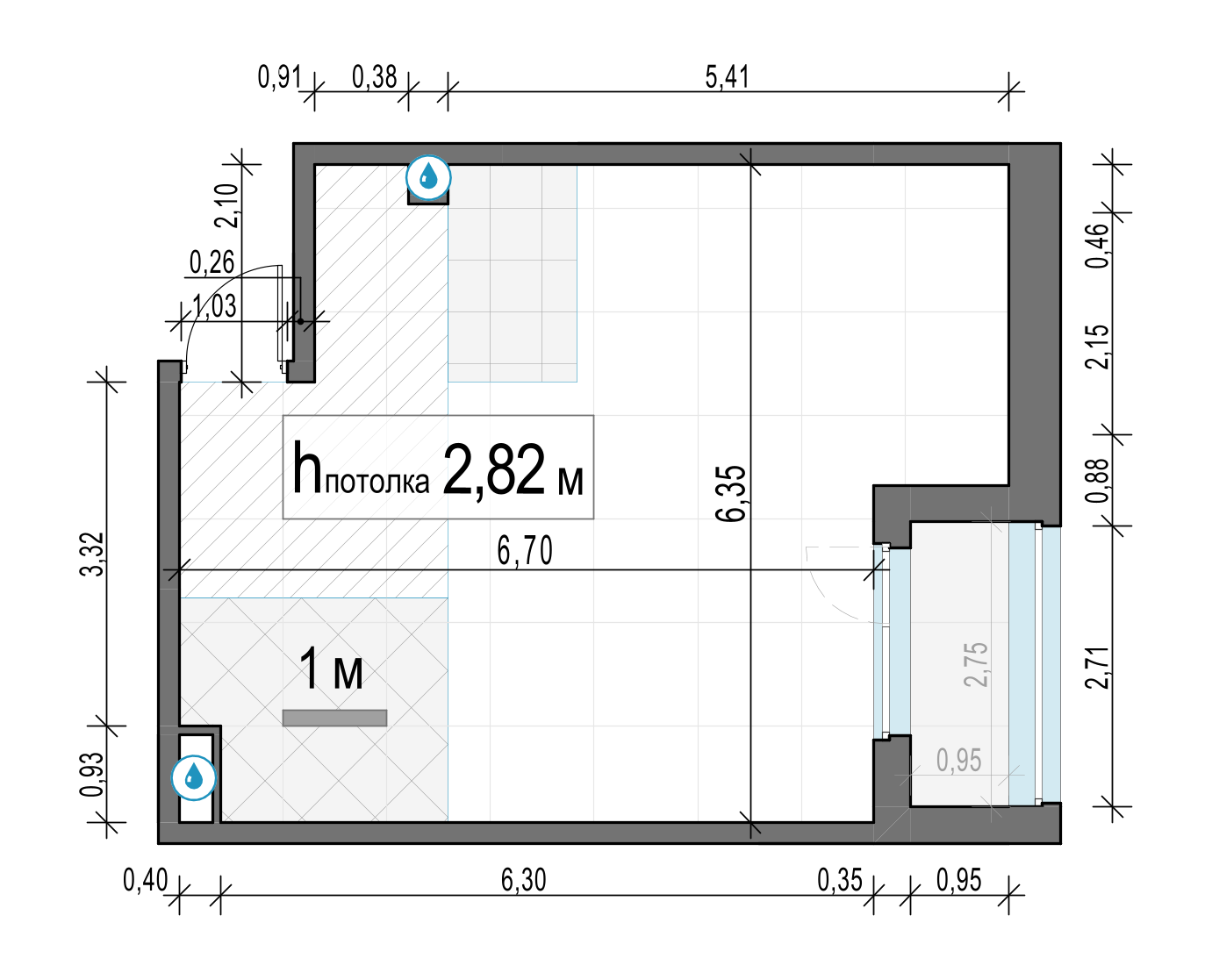 1 комн. квартира, 42.2 м², 13 этаж 