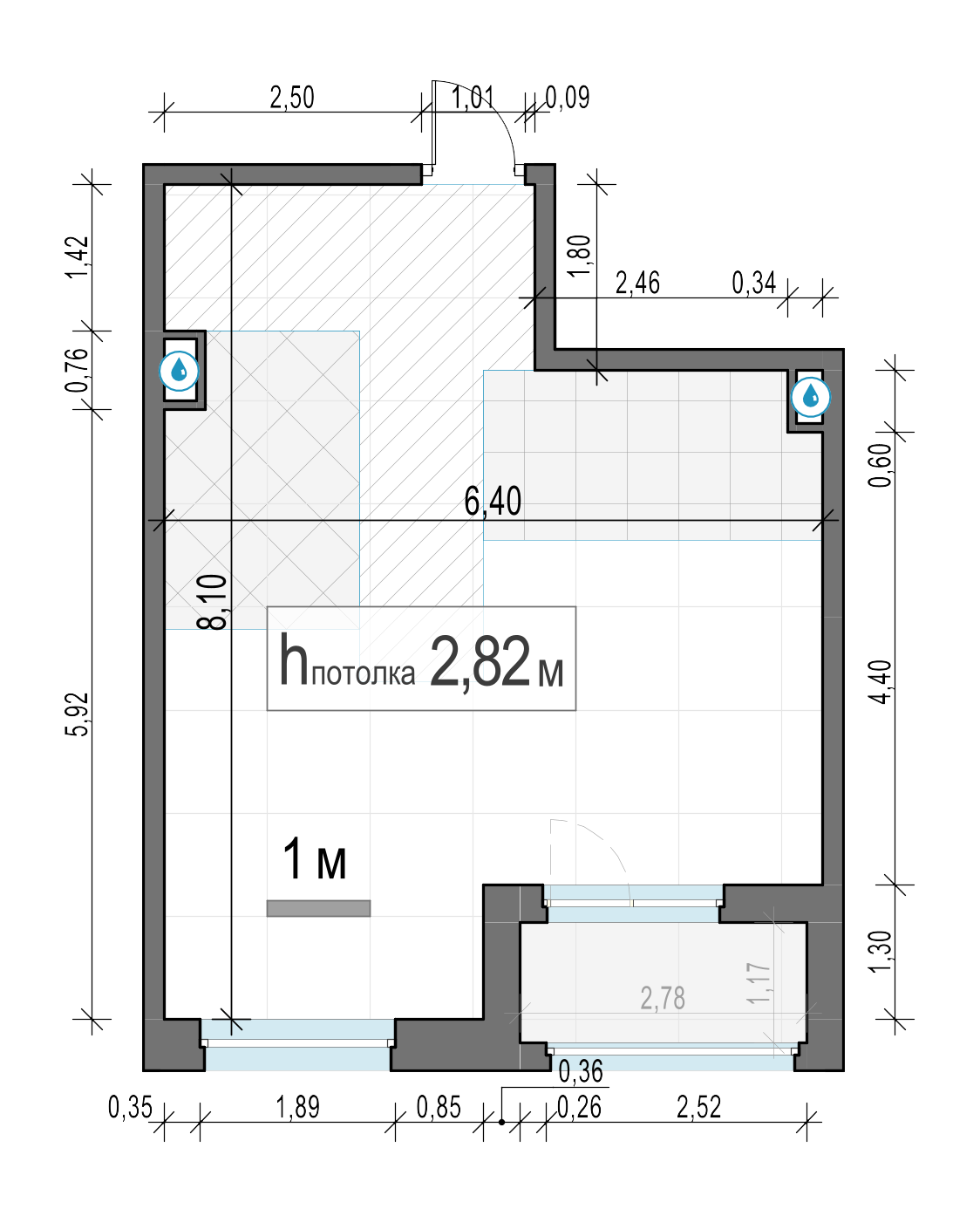 1 комн. квартира, 42.7 м², 8 этаж 