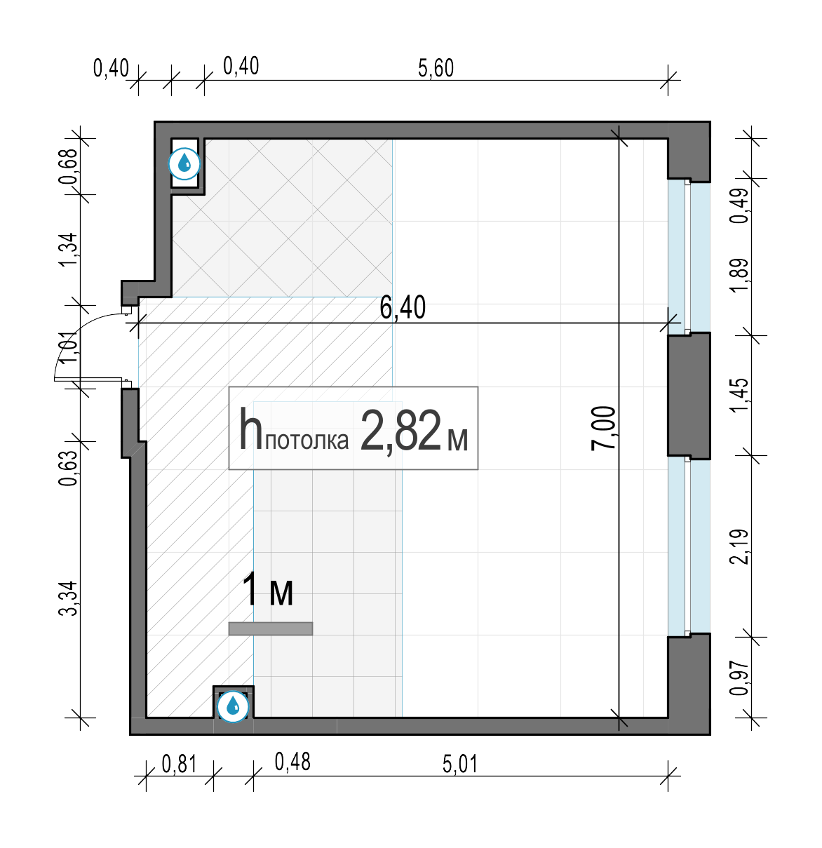 1 комн. квартира, 42 м², 22 этаж 