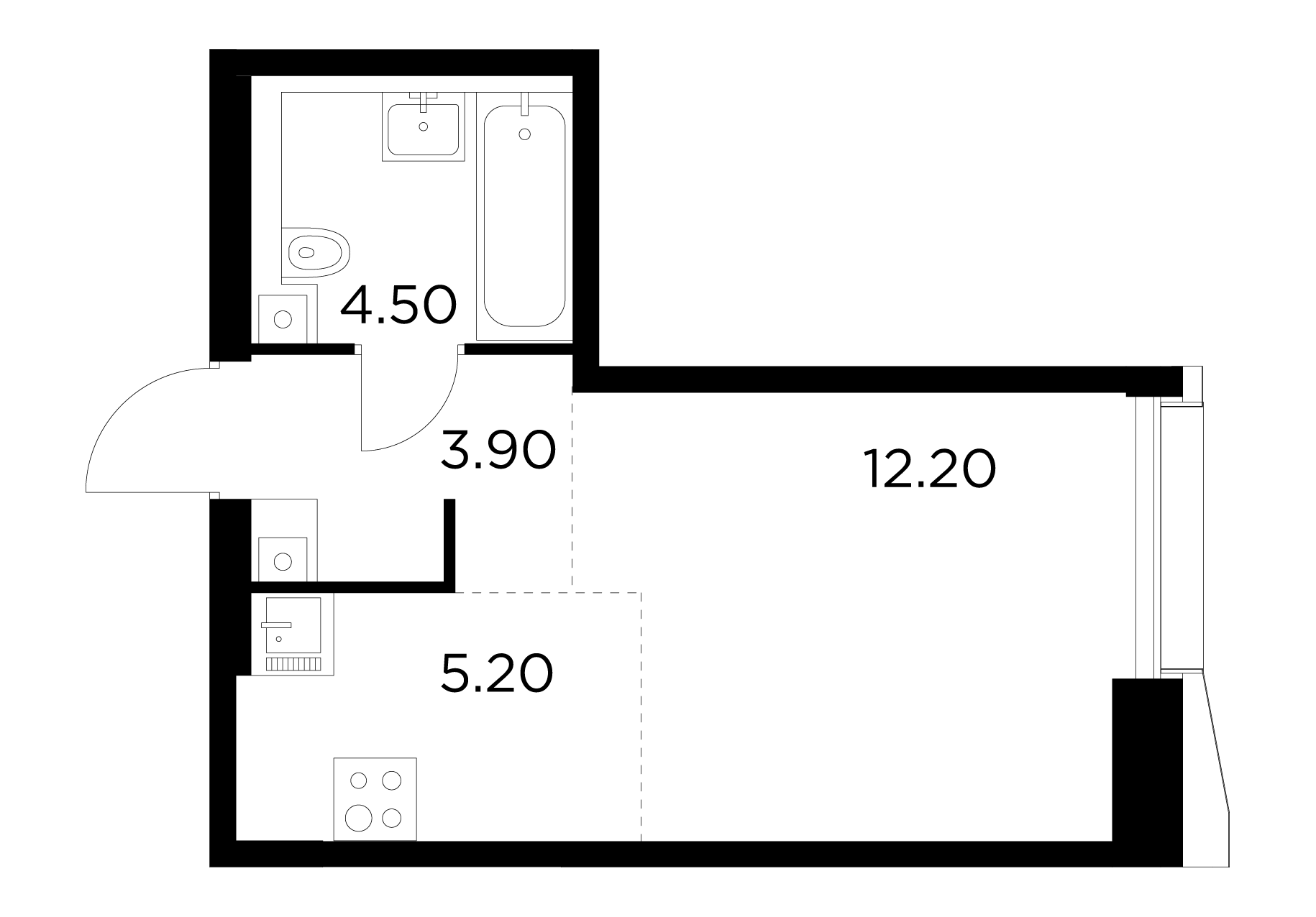студия, 25.8 м², 6 этаж 