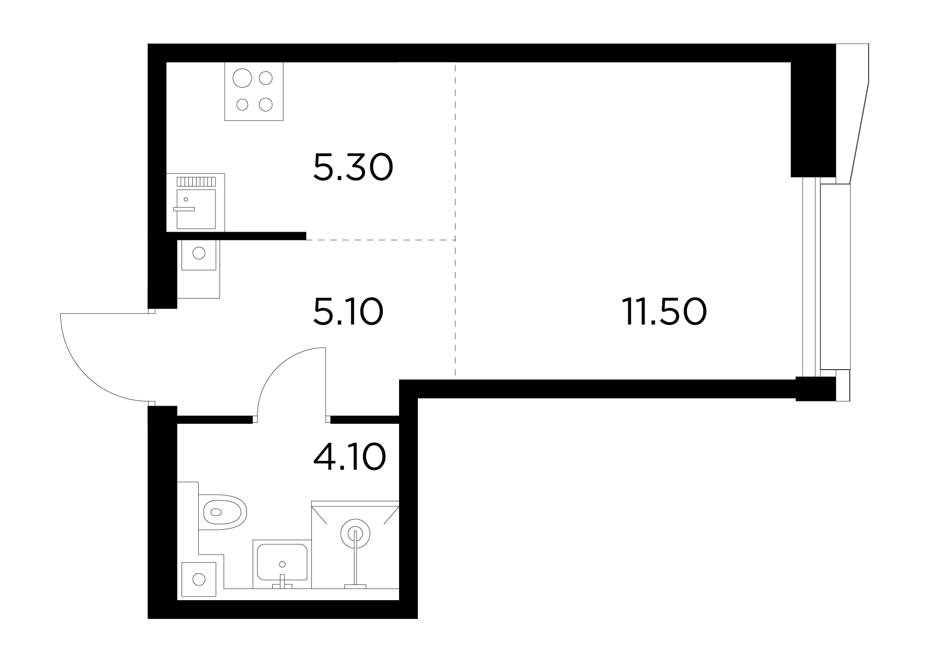 студия, 25.9 м², 6 этаж 