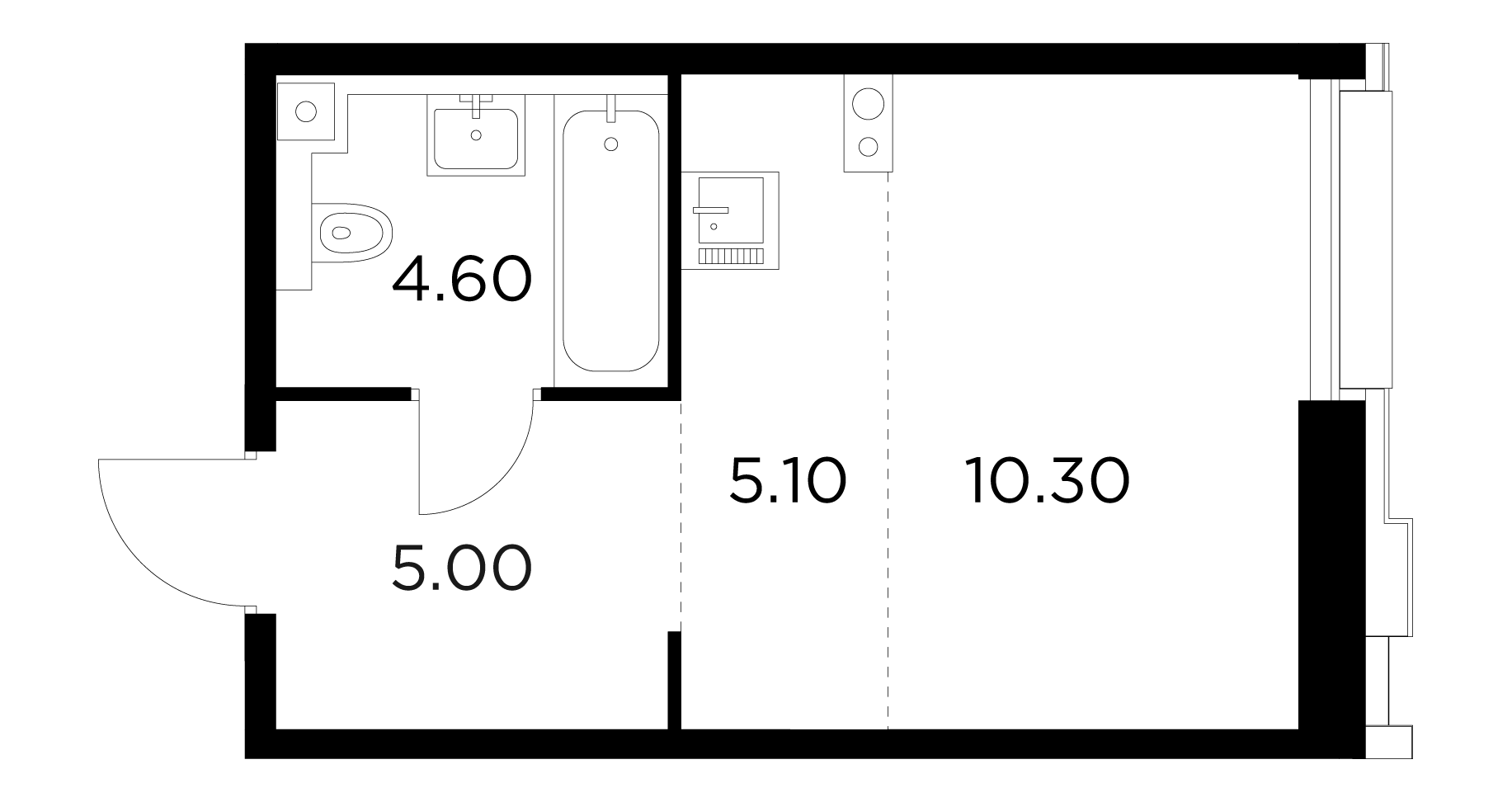 студия, 25 м², 4 этаж 