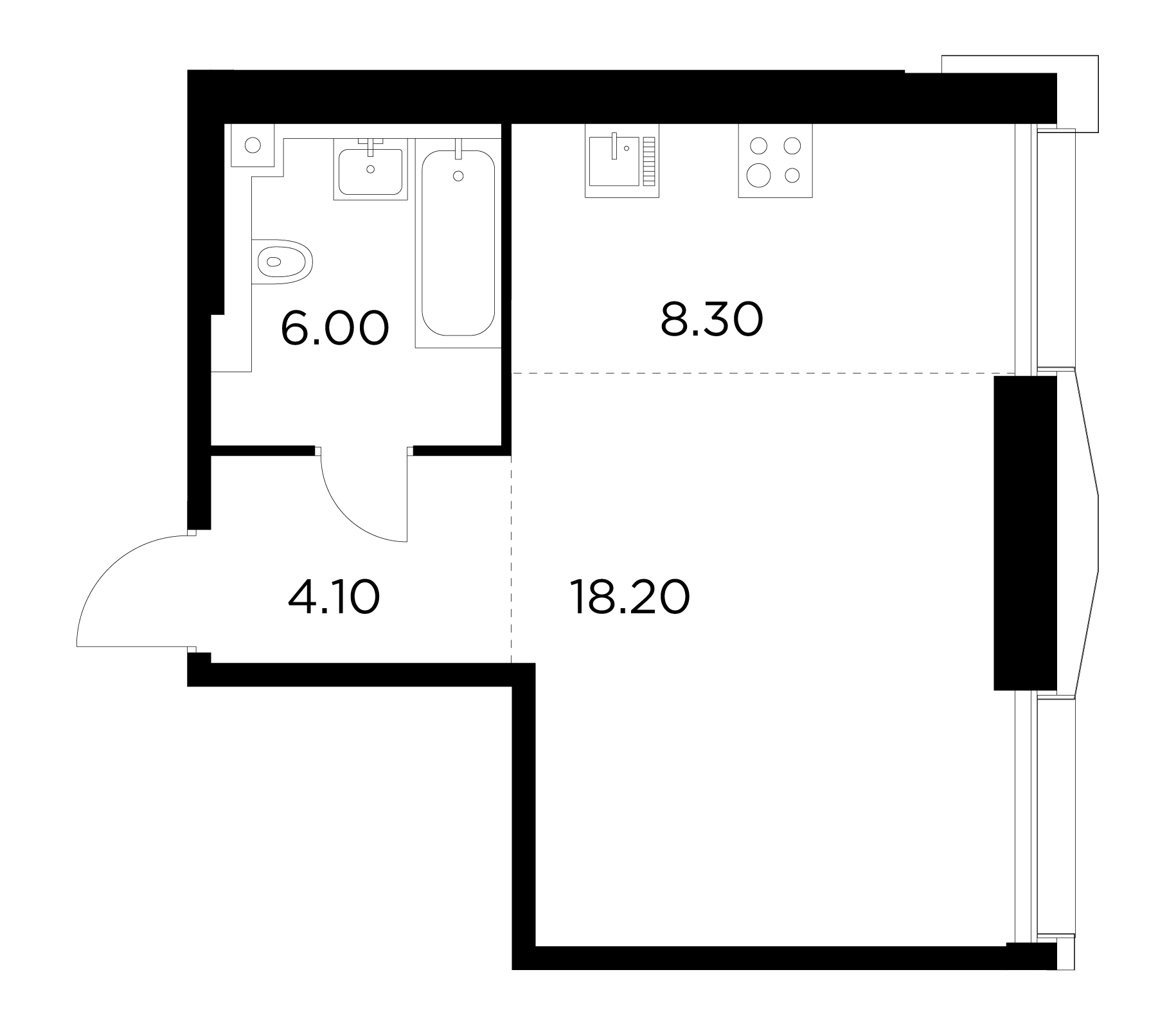 1 комн. квартира, 36.6 м², 14 этаж 