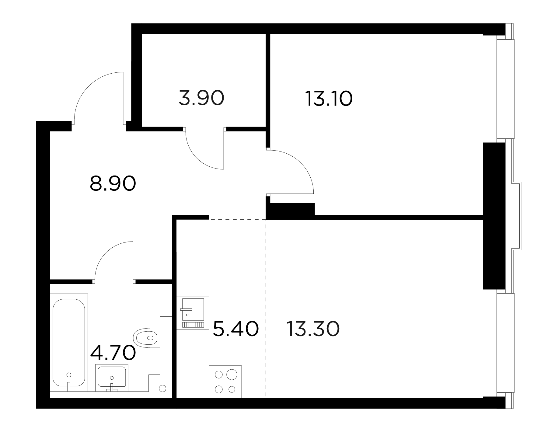 2 комн. квартира, 49.3 м², 8 этаж 