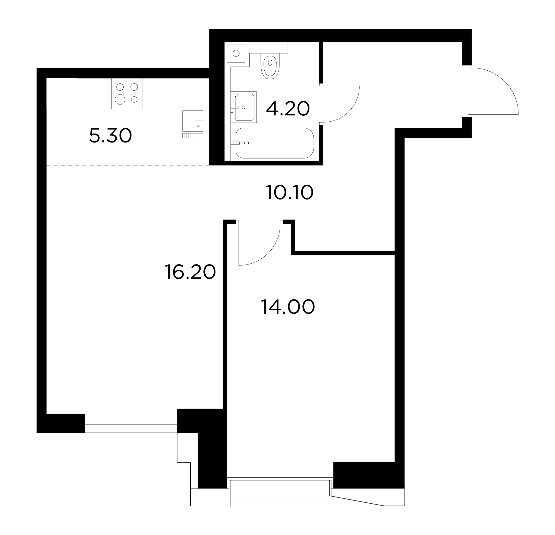 2 комн. квартира, 49.8 м², 7 этаж 