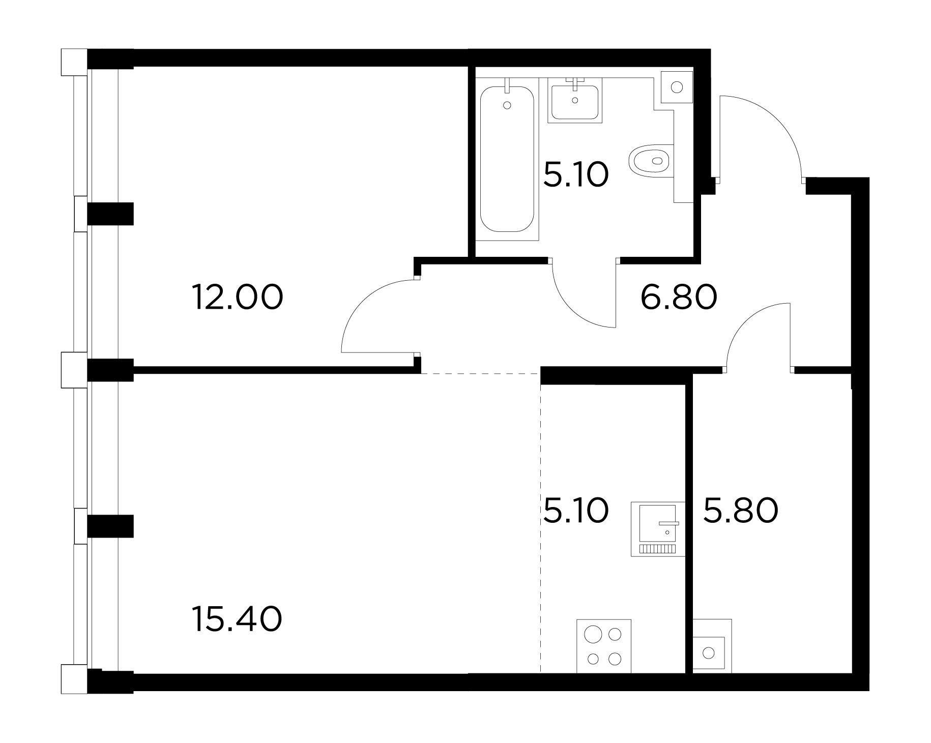 2 комн. квартира, 50.2 м², 7 этаж 