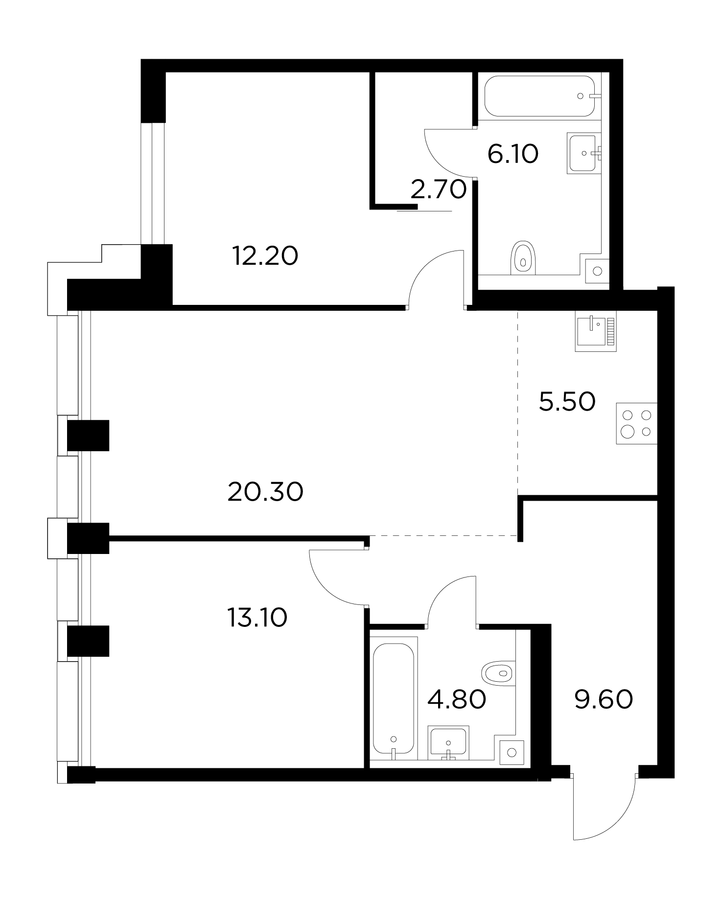 3 комн. квартира, 74.1 м², 11 этаж 