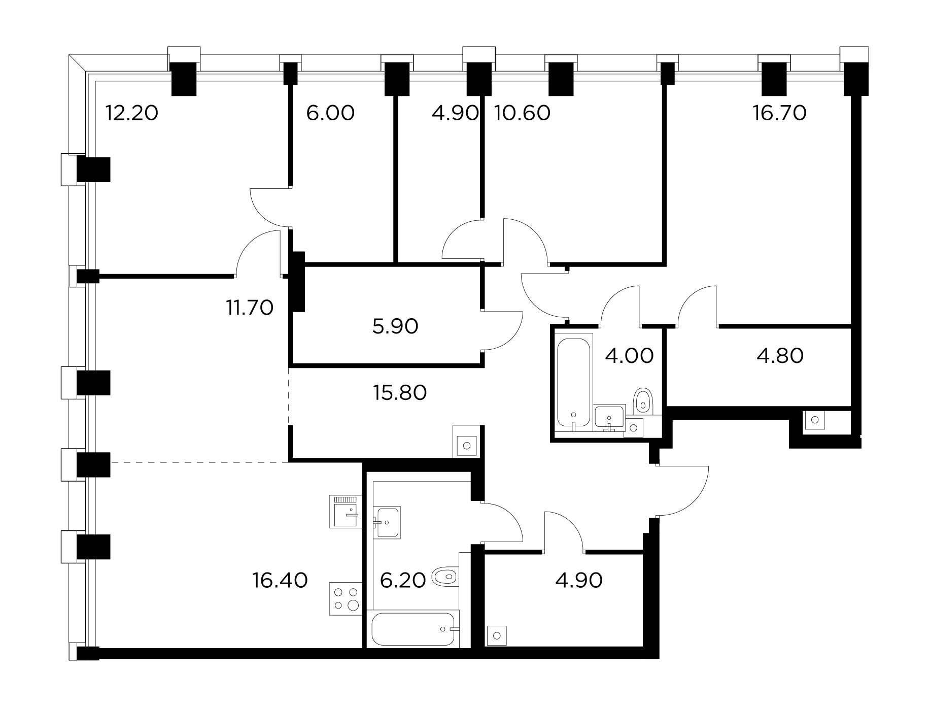 4 комн. квартира, 120.1 м², 28 этаж 