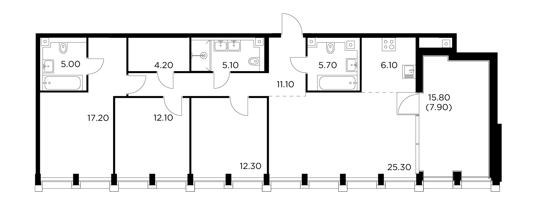 4 комн. квартира, 112 м², 8 этаж 