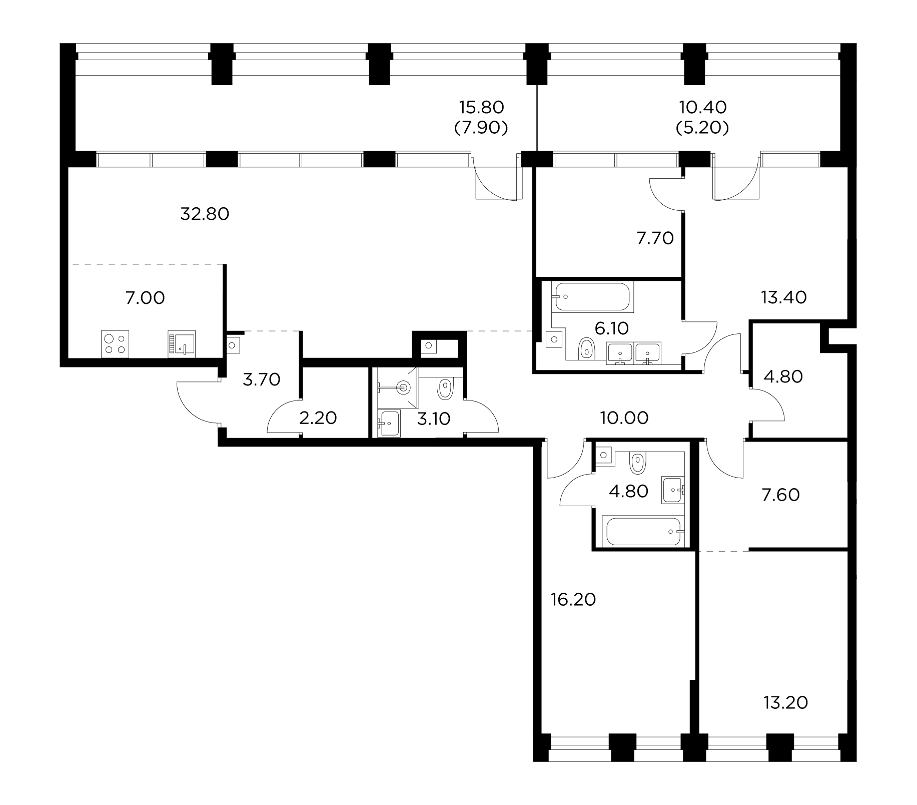 4 комн. квартира, 145.7 м², 10 этаж 
