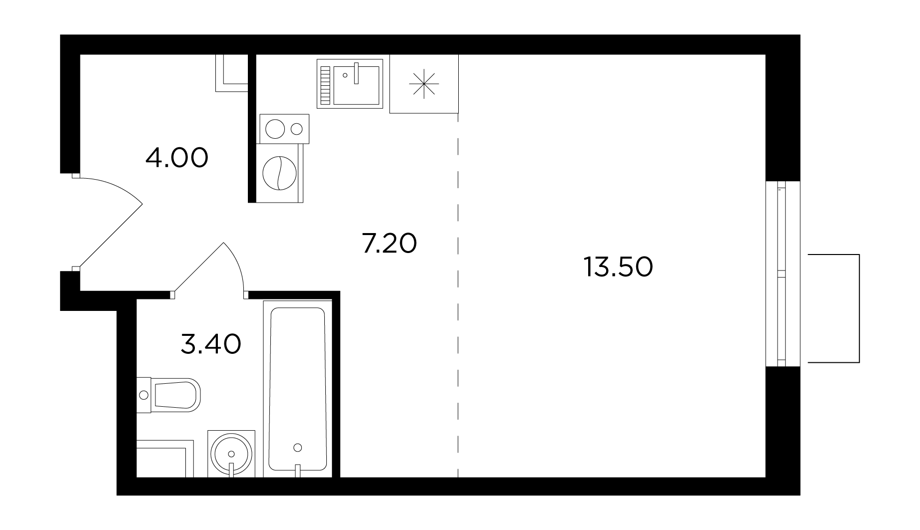 студия, 28.3 м², 17 этаж 