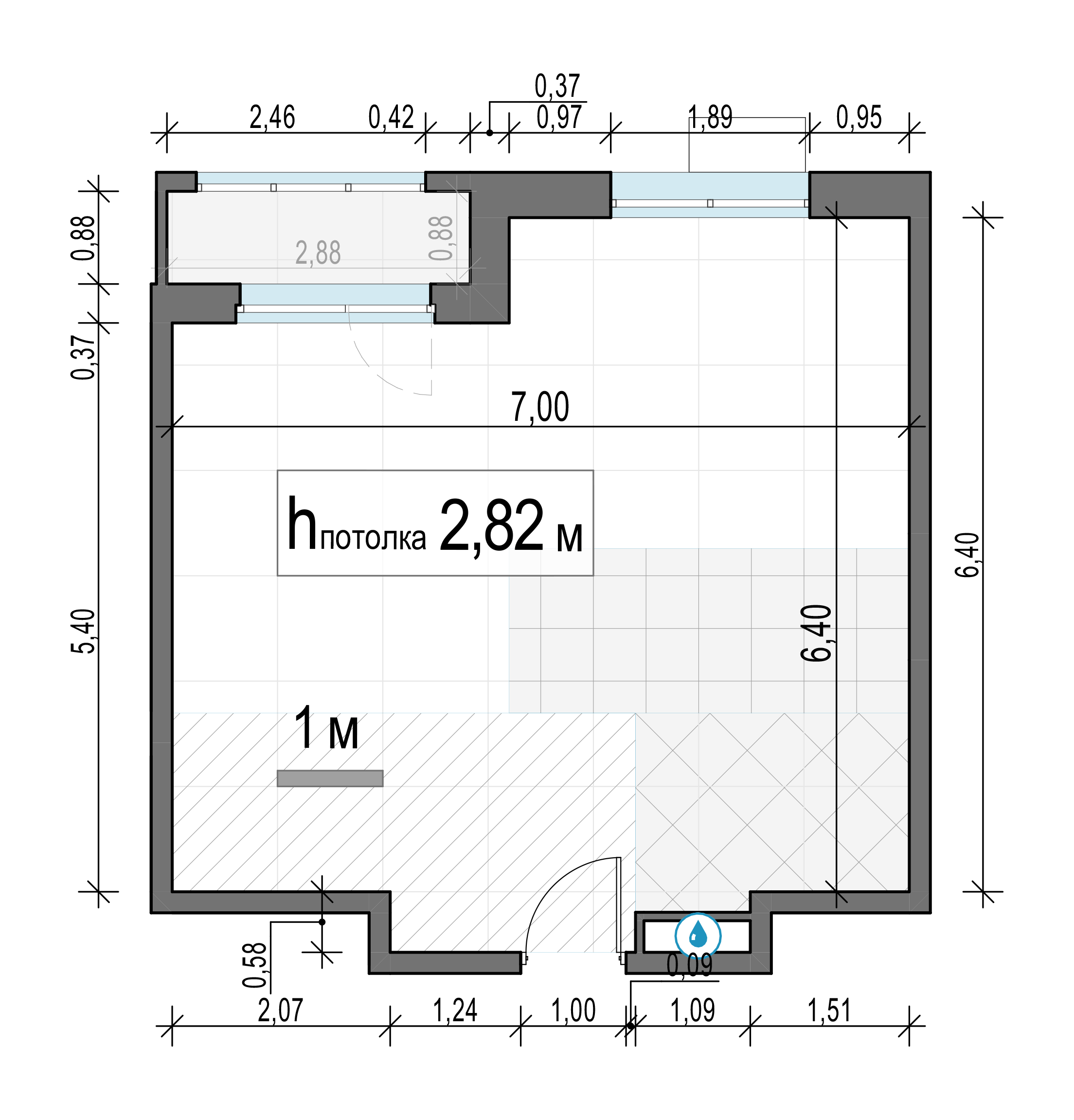 2 комн. квартира, 43.4 м², 5 этаж 