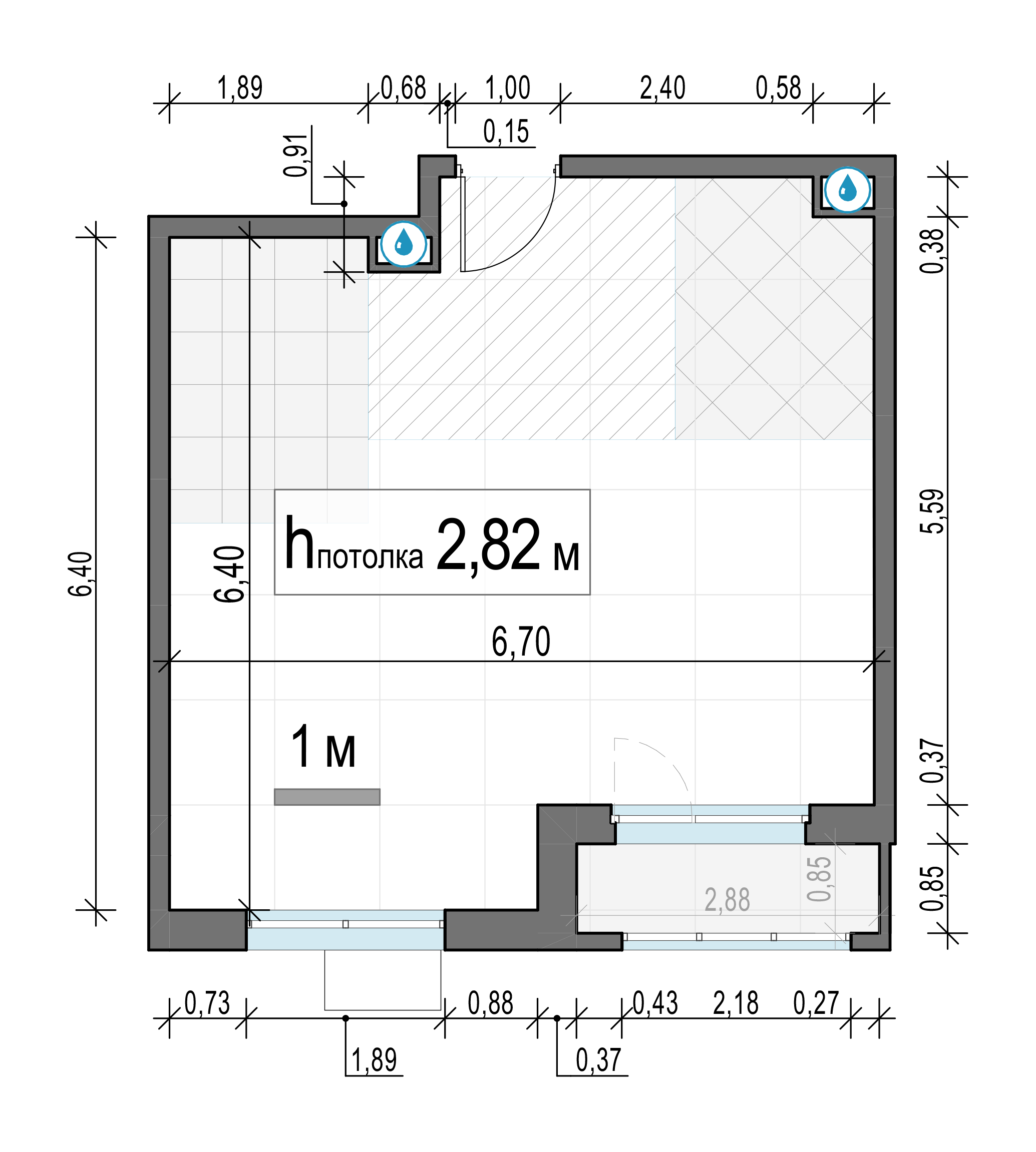 2 комн. квартира, 42.1 м², 3 этаж 