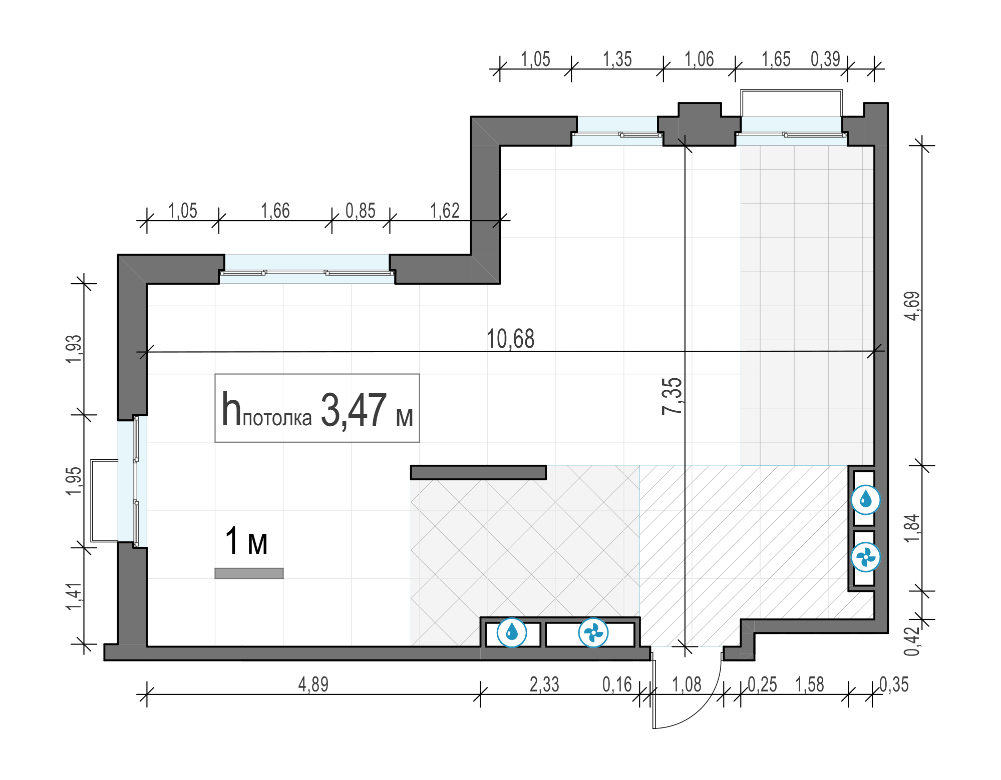 2 комн. квартира, 63.8 м², 26 этаж 