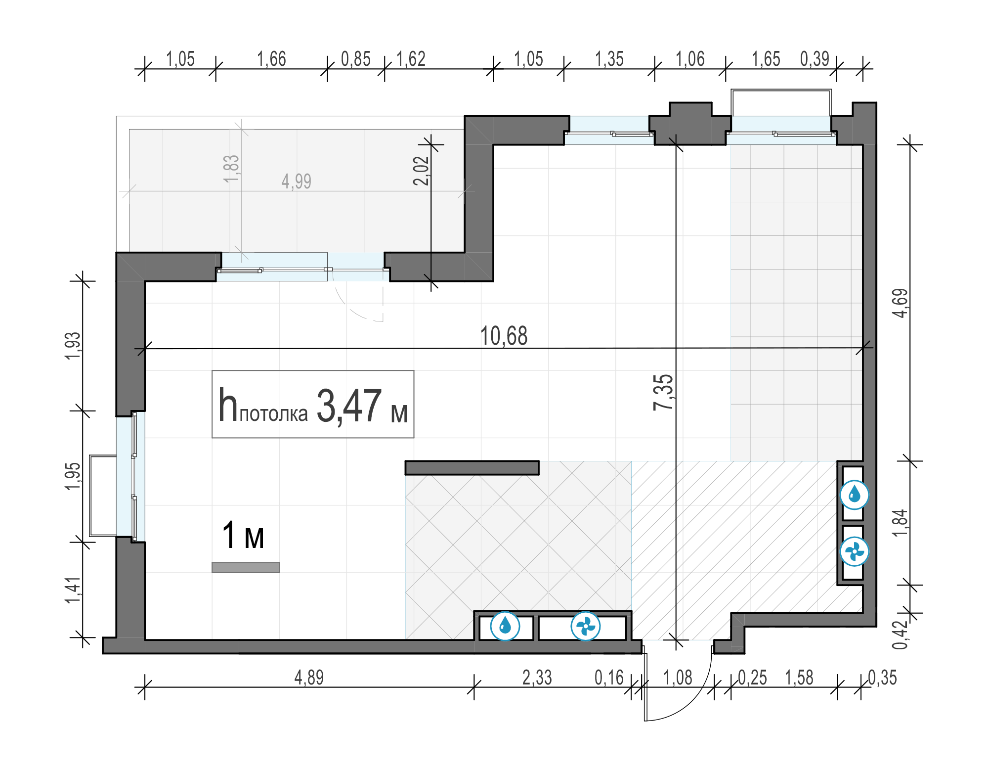 2 комн. квартира, 66.5 м², 25 этаж 