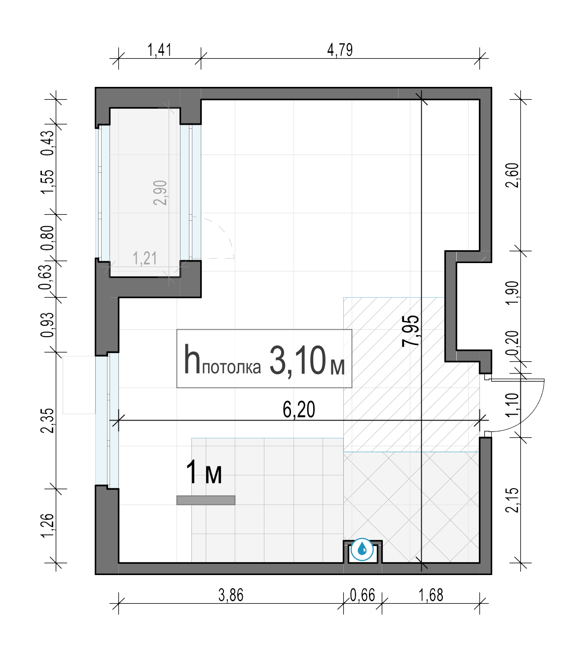 2 комн. квартира, 44.1 м², 17 этаж 