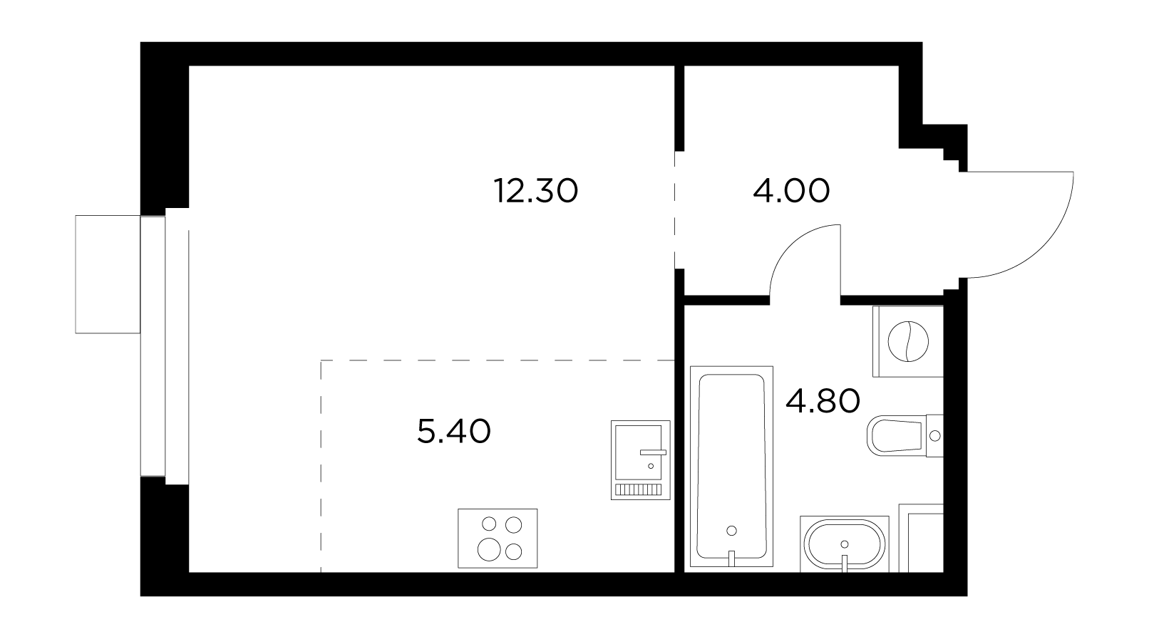 студия, 26.5 м², 11 этаж 