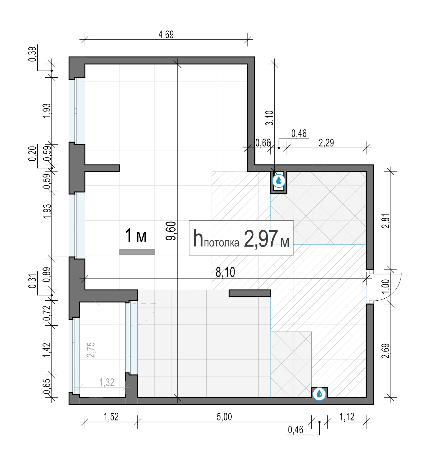 2 комн. квартира, 61.3 м², 18 этаж 