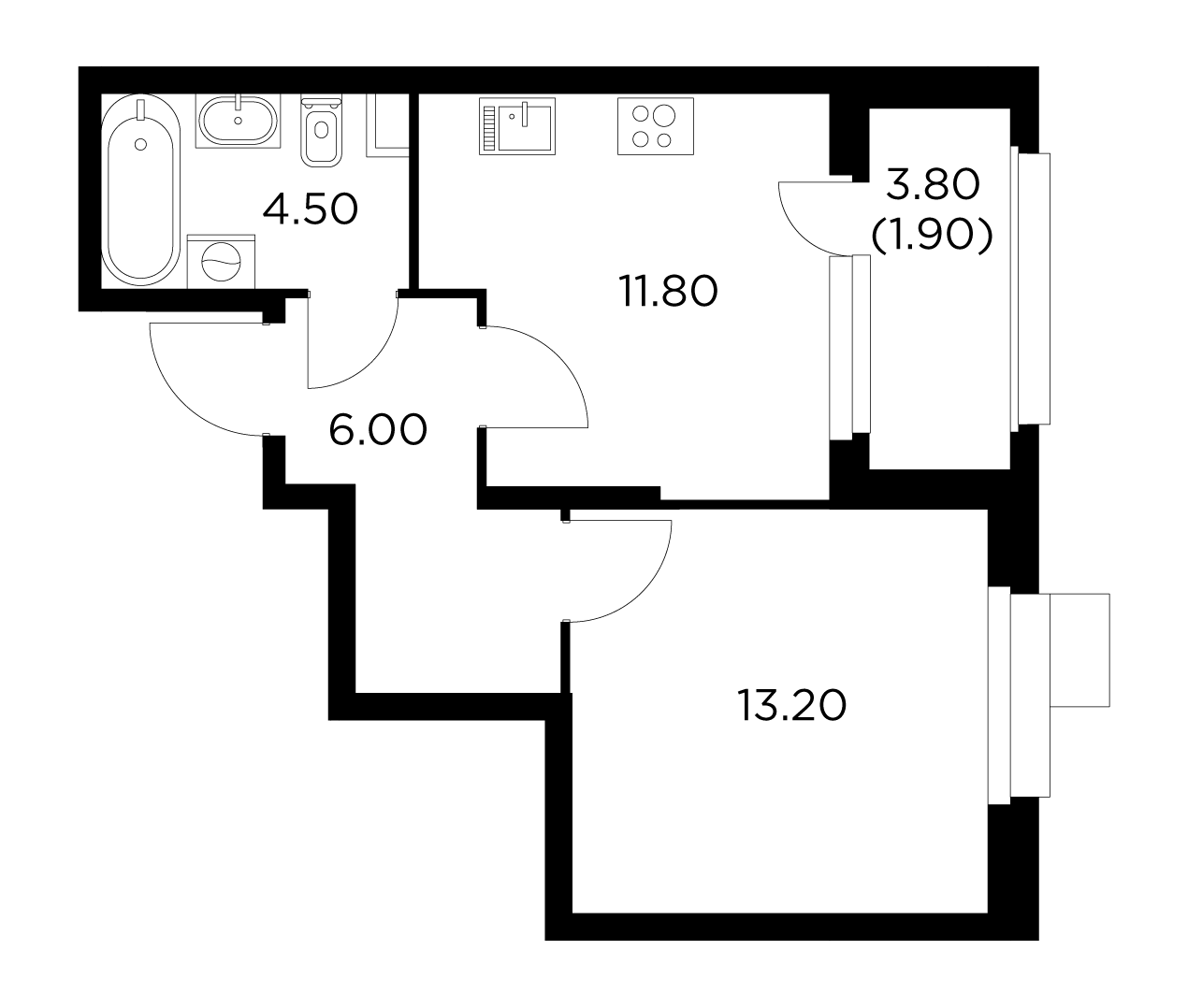 1 комн. квартира, 37.4 м², 7 этаж 
