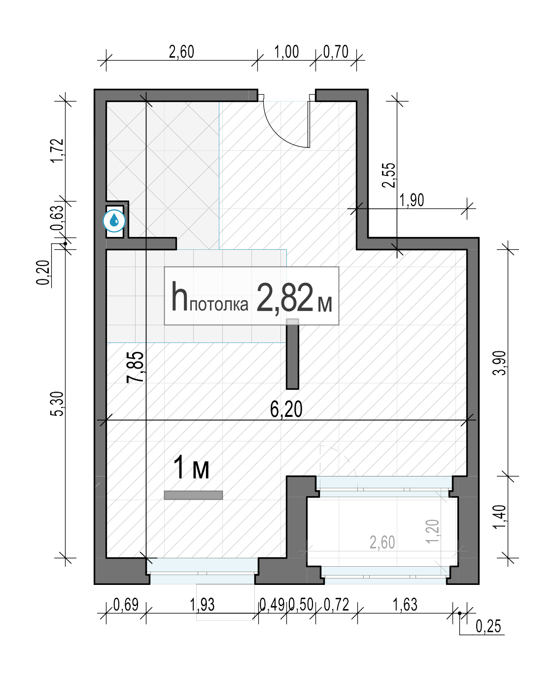 2 комн. квартира, 39.4 м², 2 этаж 