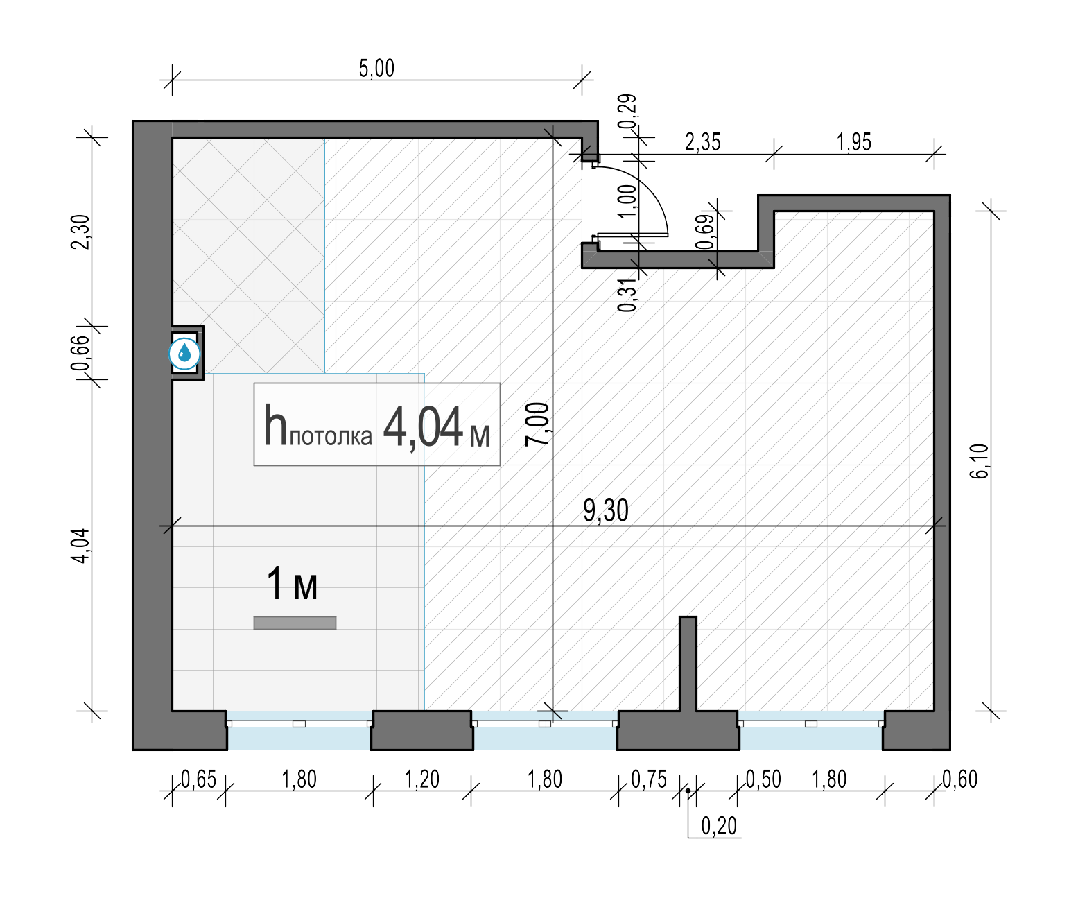 2 комн. квартира, 57.4 м², 1 этаж 