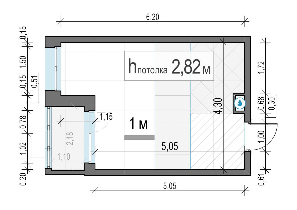 студия, 24.3 м², 6 этаж 