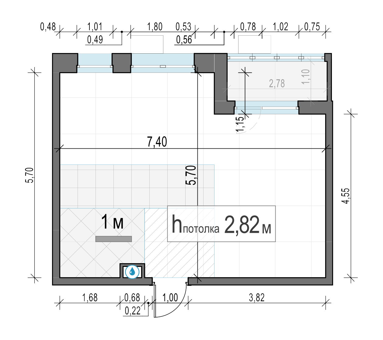 2 комн. квартира, 39.1 м², 8 этаж 