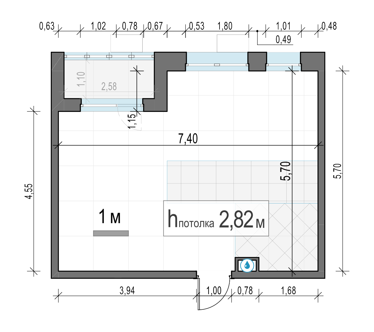 2 комн. квартира, 39 м², 9 этаж 