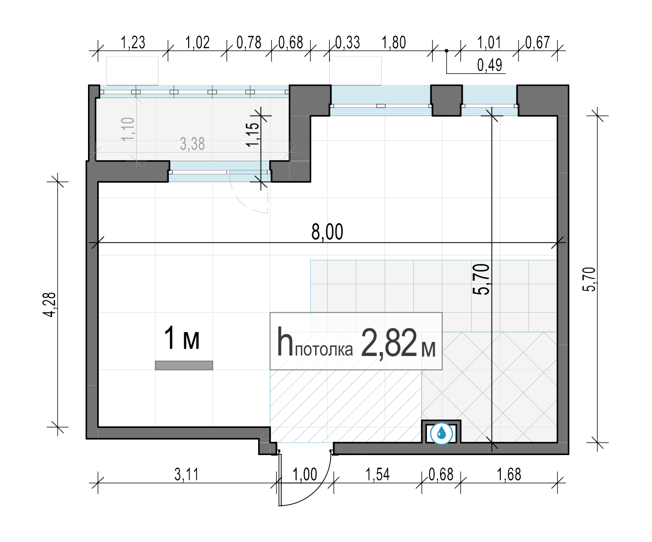 2 комн. квартира, 41.3 м², 9 этаж 