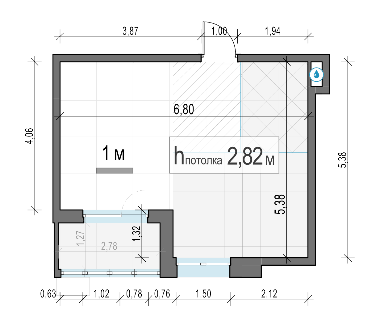1 комн. квартира, 33.4 м², 8 этаж 