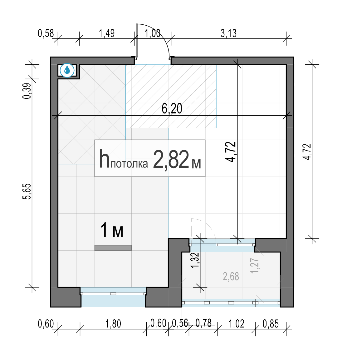 1 комн. квартира, 33.8 м², 7 этаж 