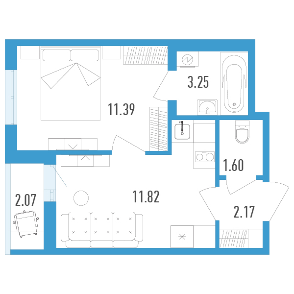 студия, 31.3 м², 2 этаж 