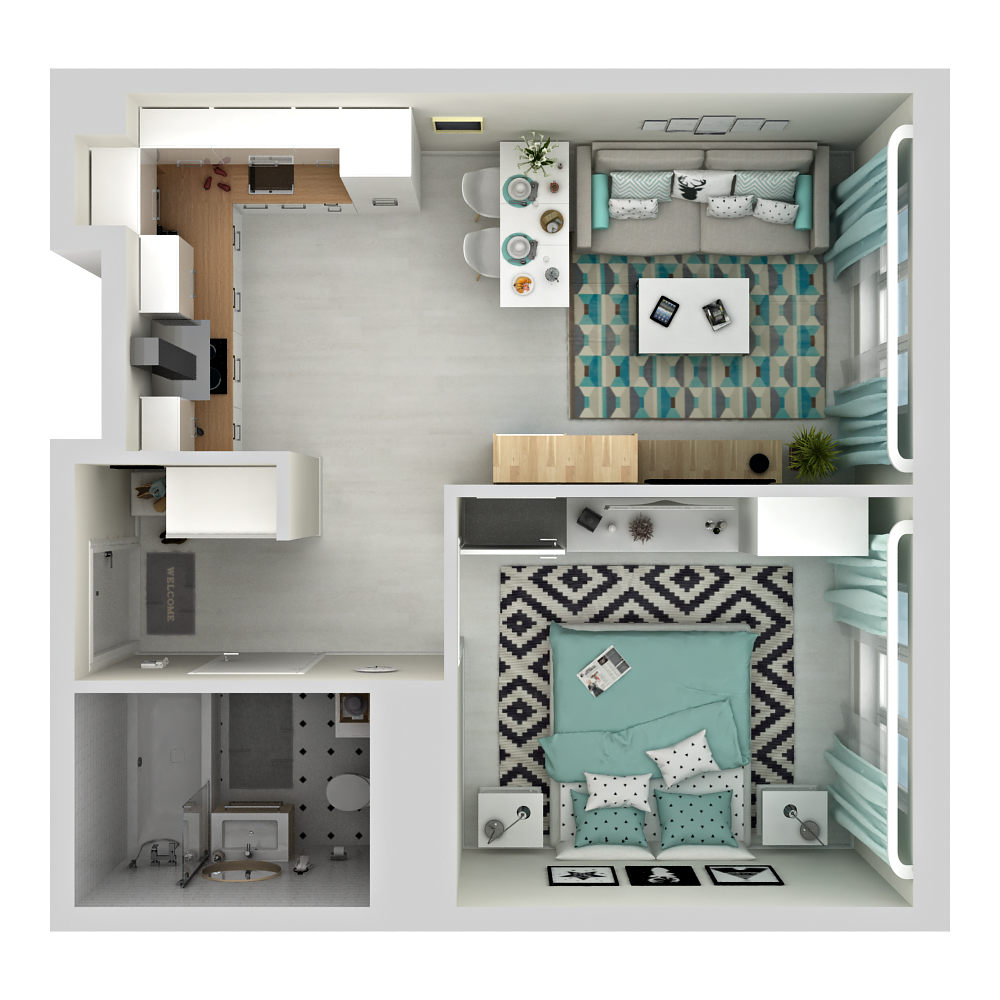 1 комн. квартира, 33.9 м², 15 этаж 