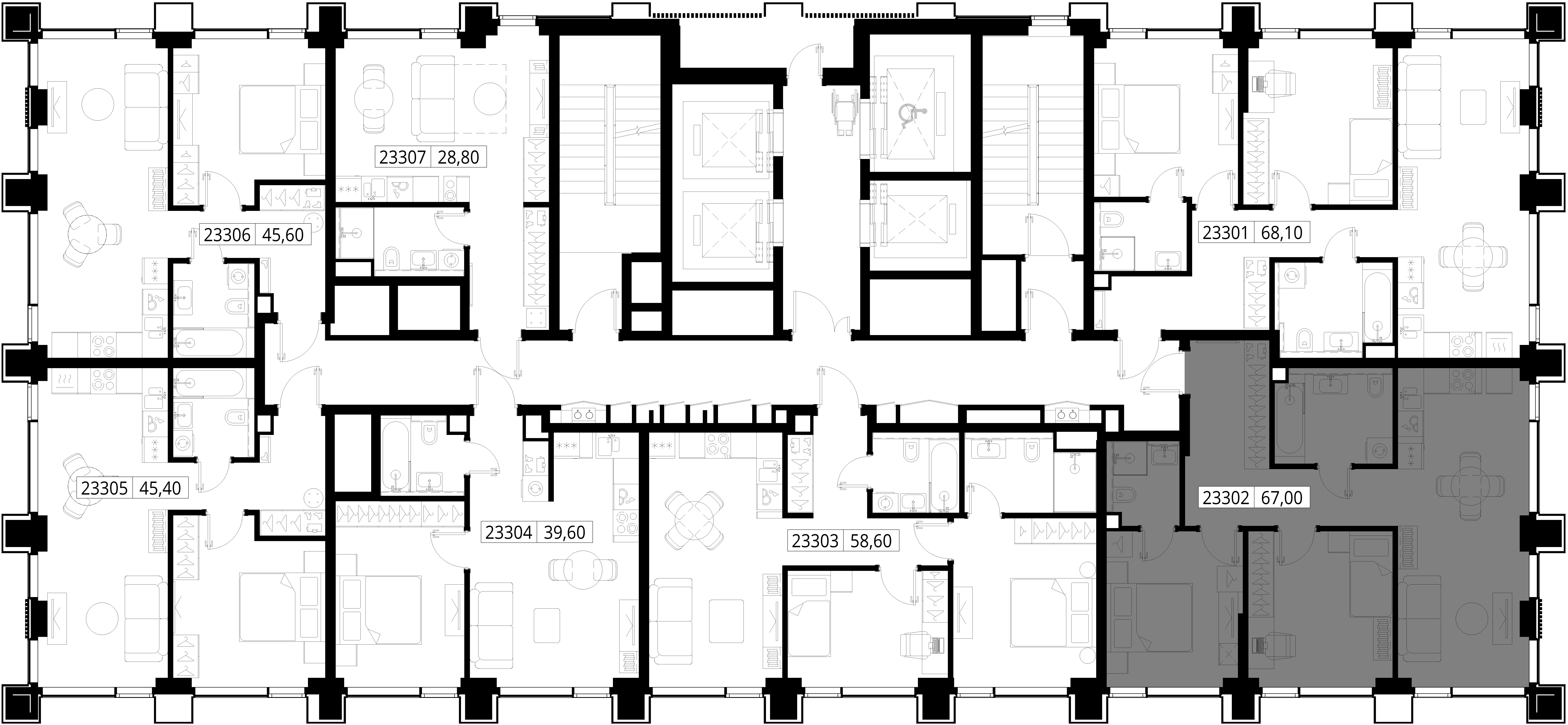 2 комн. квартира, 67 м², 33 этаж 