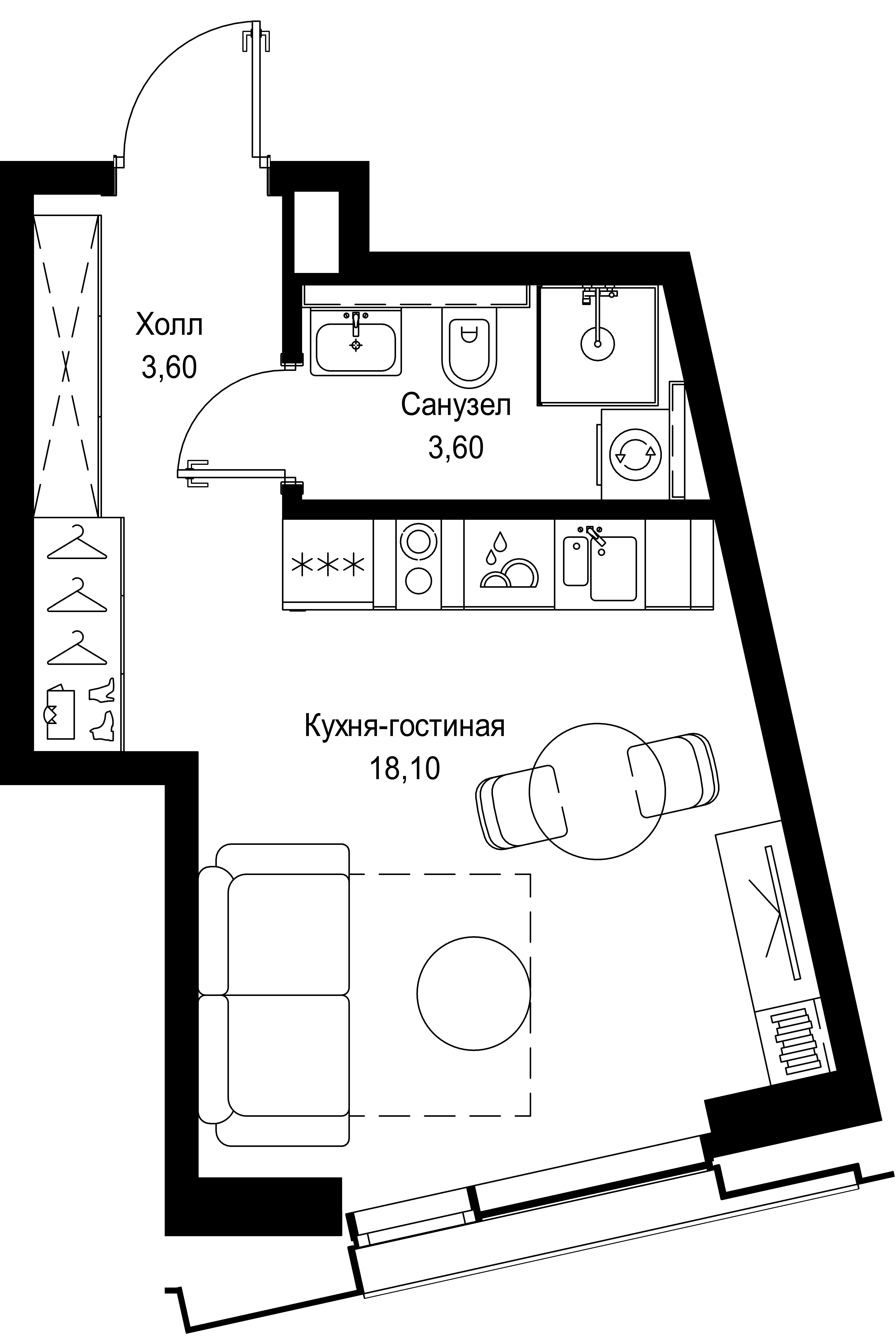 студия, 25.3 м², 2 этаж 