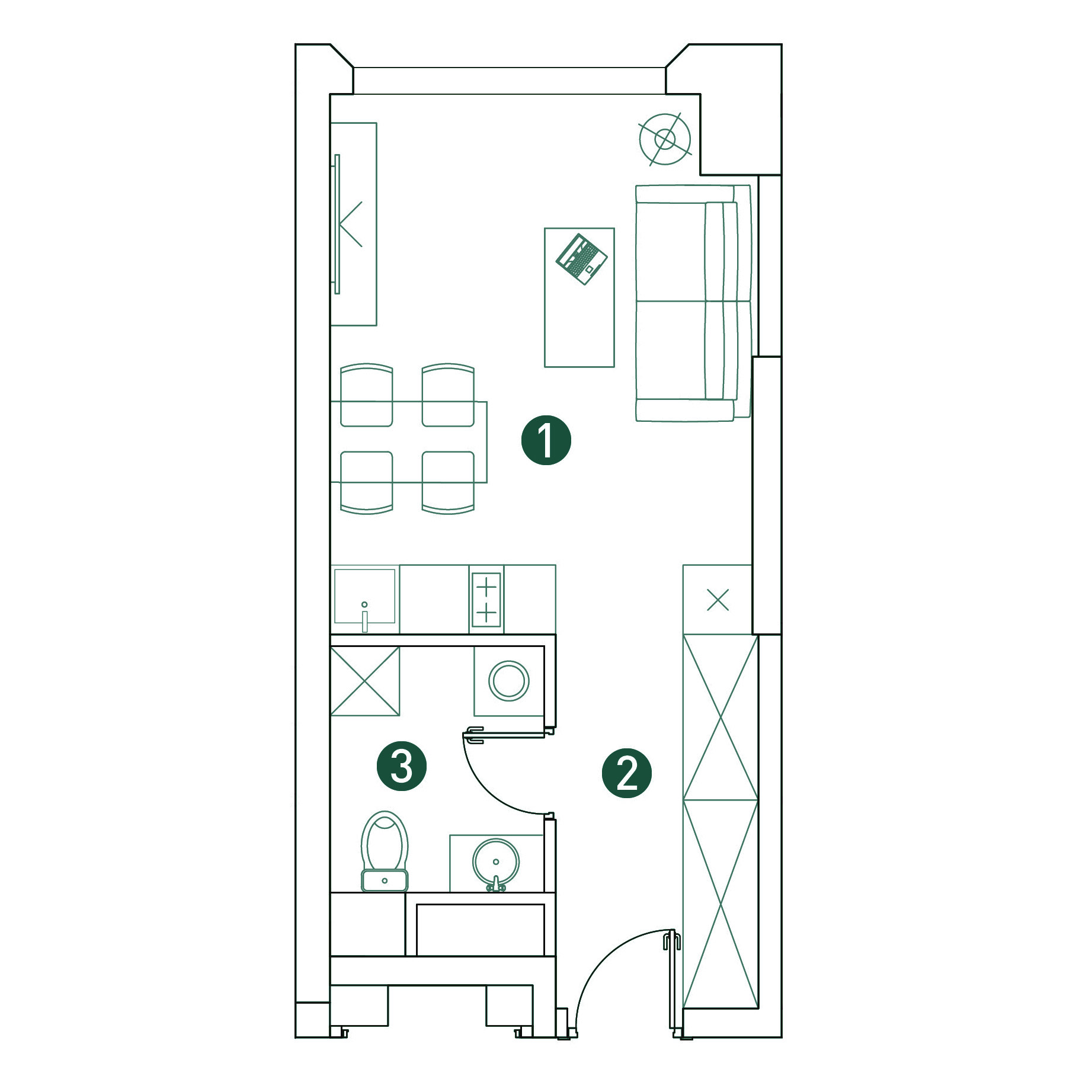 студия, 26.4 м², 2 этаж 