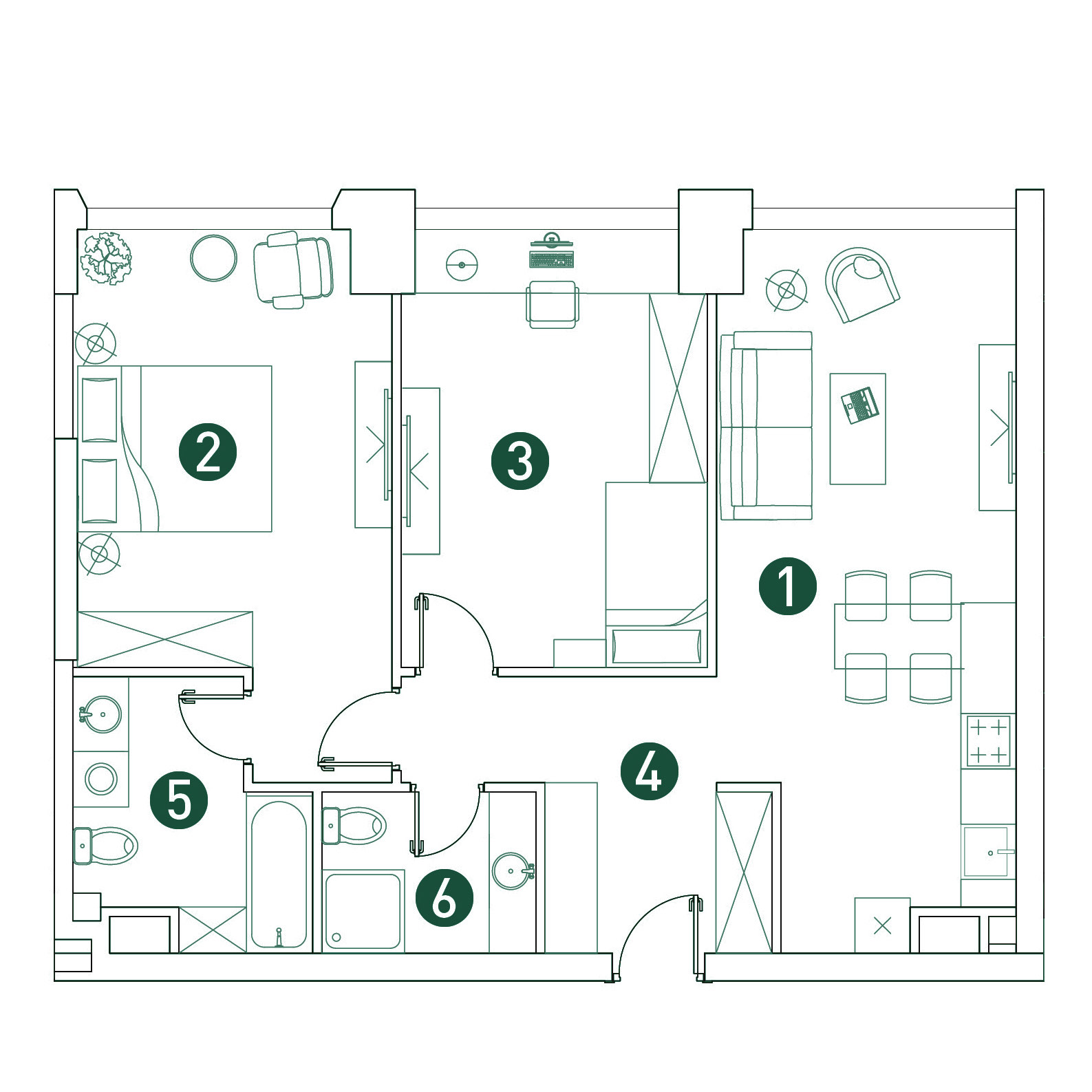 3 комн. квартира, 75.3 м², 2 этаж 